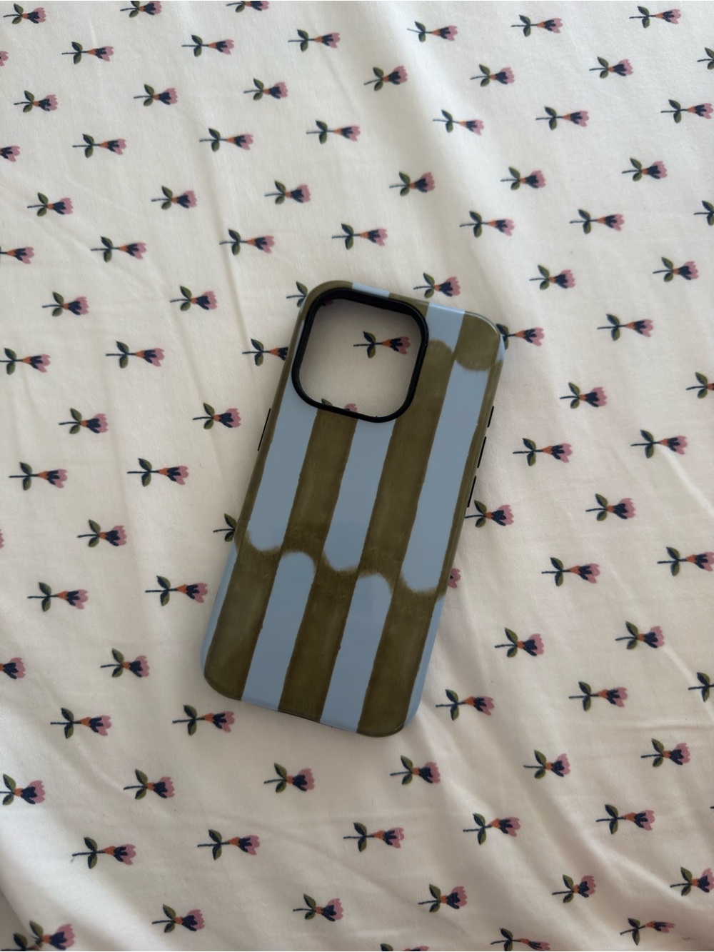 Olive Green& Light Blue Striped Phone Case